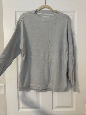 aerie Light Gray Waffle Crewneck Sweater